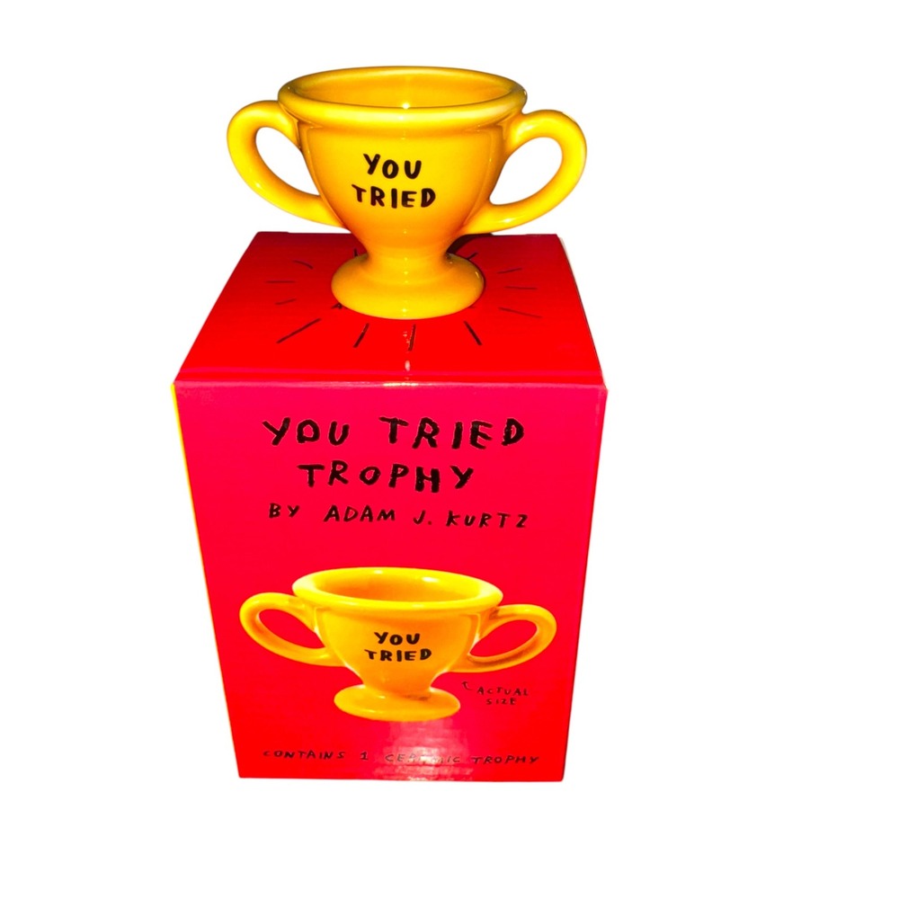 Adam J Kurtz You Tried Mini Ceramic Trophy Sarcastic Desk Decor New in Box